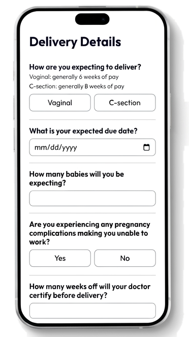 Absence Blueprint delivery details questionnaire on a phone